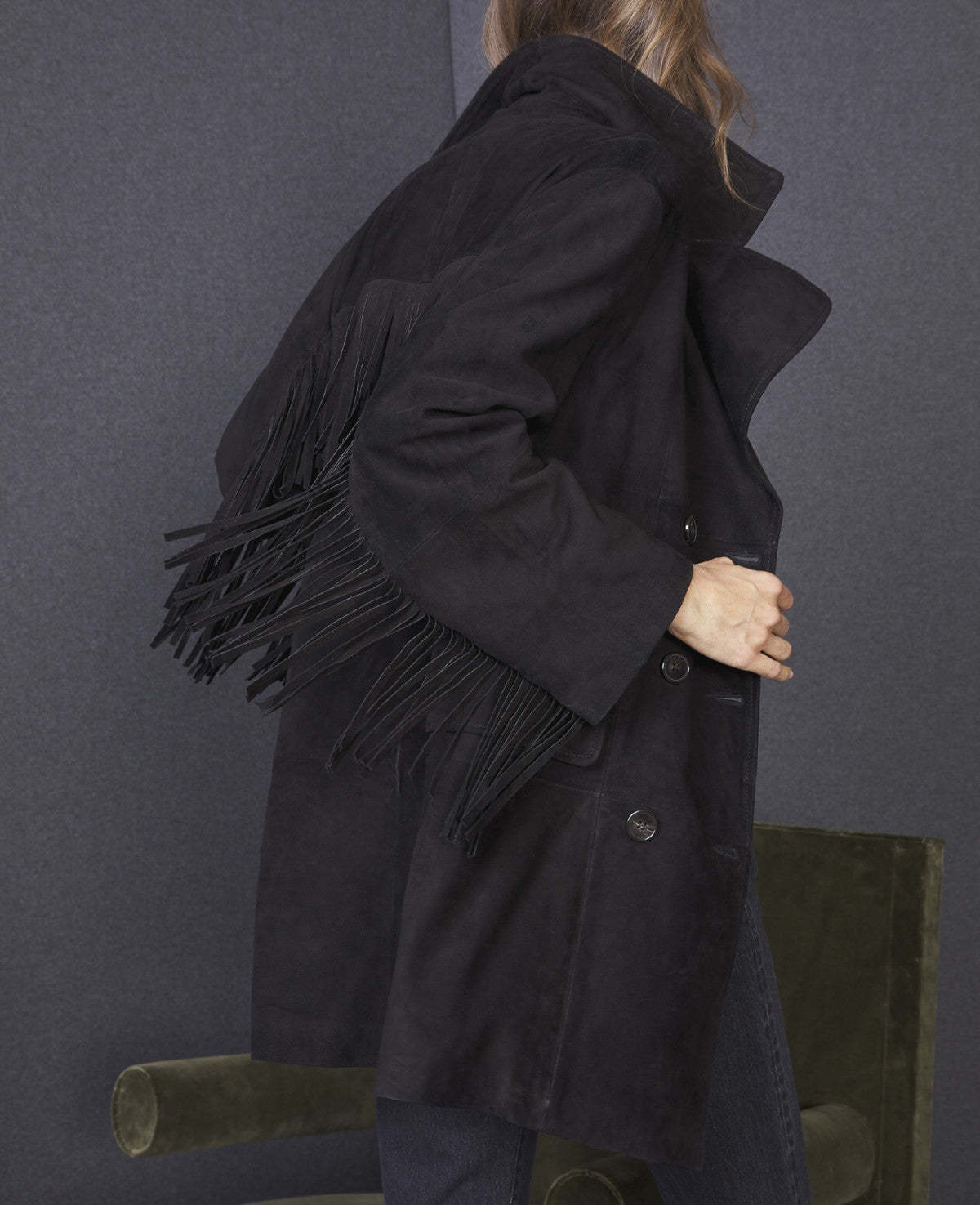 【OFFICINE GENERALE】joyce fringed suede コート Officine Generale Joyce Frince Suede Coat | Garmentory