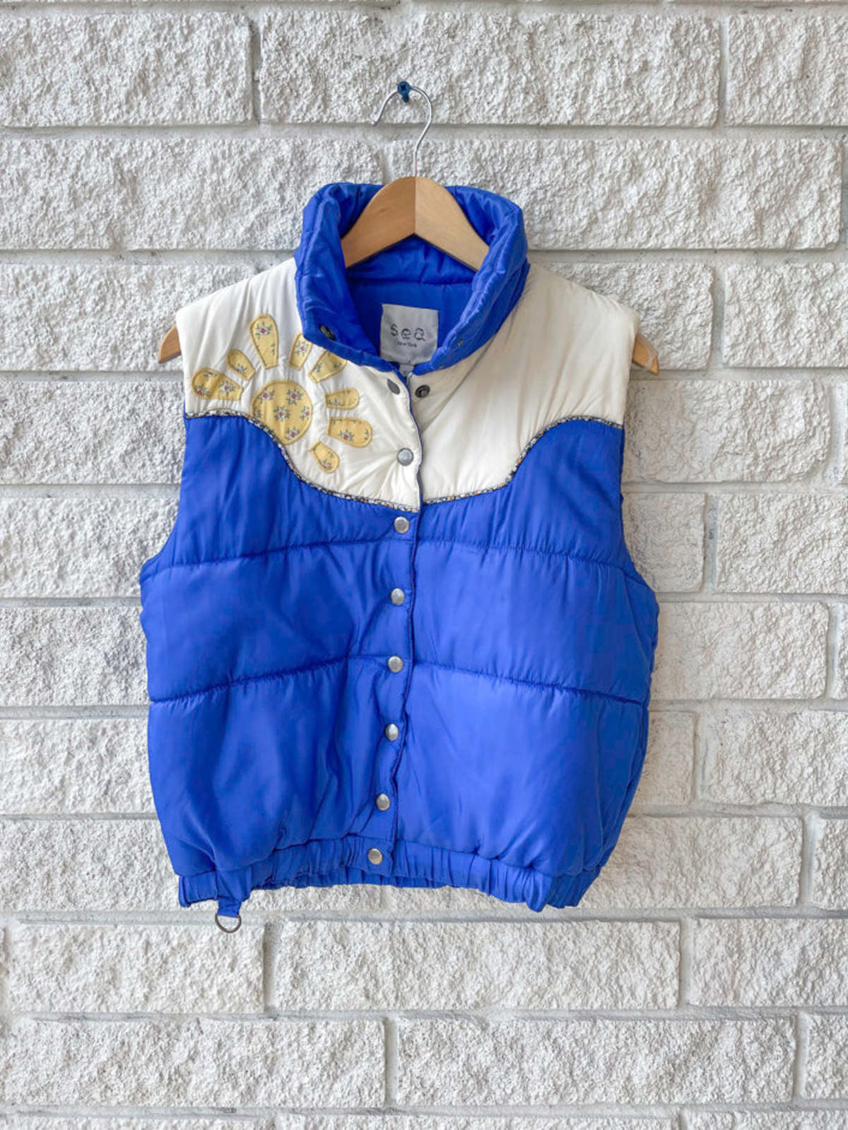 Sea NY PASCALA PRINT PUFFER VEST - Blue | Garmentory