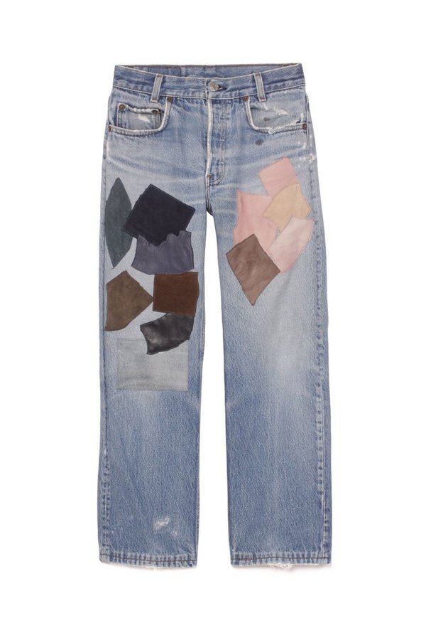 B Sides Leather Patchwork Jeans Garmentory