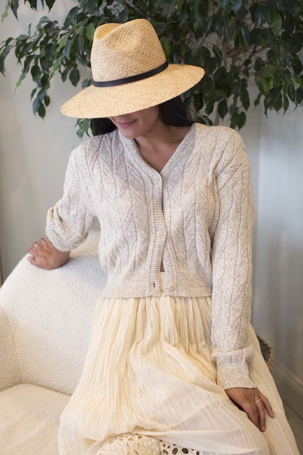 Janessa Leone Dora Raffia Straw Fedora Hat Natural Janessa Leone Dora Raffia Straw Fedora Hat Natural PF22012  main image 2