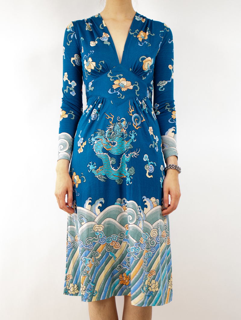 blue chinoiserie dress Chinoiserie Blue Grey Pleated Midi Dress – Confetti Boutique
