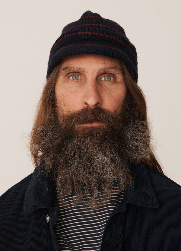 YMC Jeep Merino Wool Cap Burgundy/Navy on Garmentory