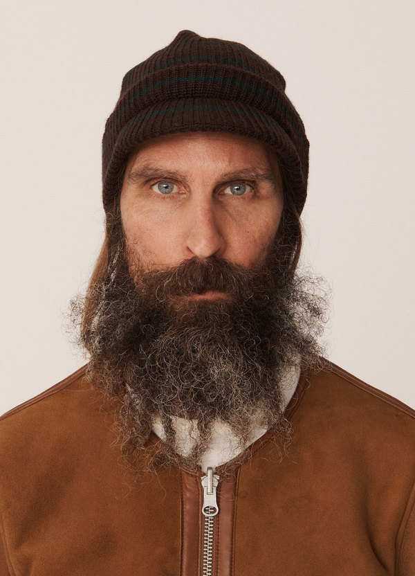 YMC Jeep Merino Wool Cap Green/Brown Garmentory - Main Image