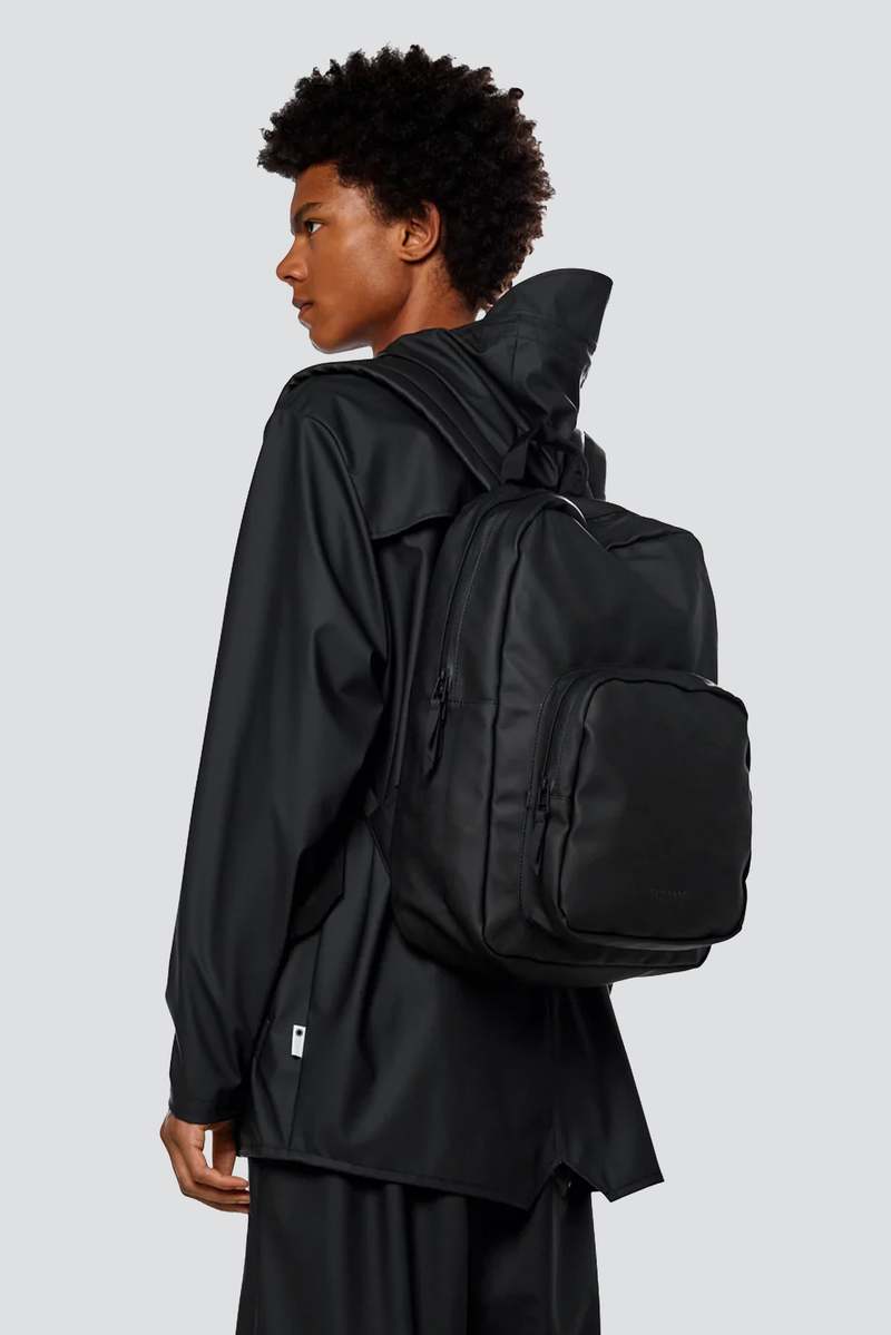 rains black base backpack Waterproof Laptop Bag for Men and Women, Work Bag The Clip Front Backpack by Rains is a waterproof design made for an urban outdoor lifestyle Rains Backpack Mini for iPad