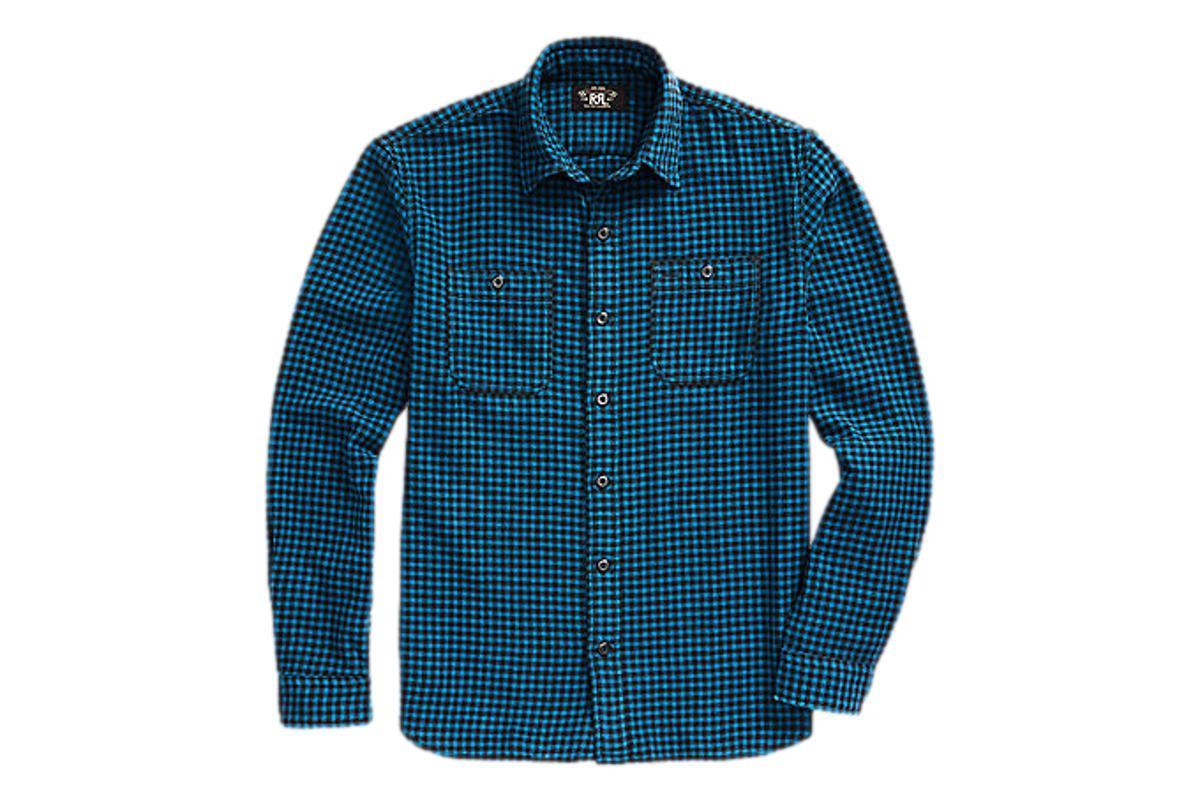 RRL Cotton-Linen Workshirt - Checked Indigo | Garmentory