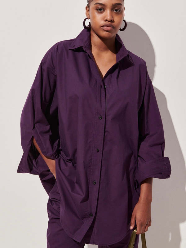 eggplant purple dress shirt Mens Dress Shirt Plain Eggplant Modern Fit Wrinkle-Free Cotton Blend Amanti
