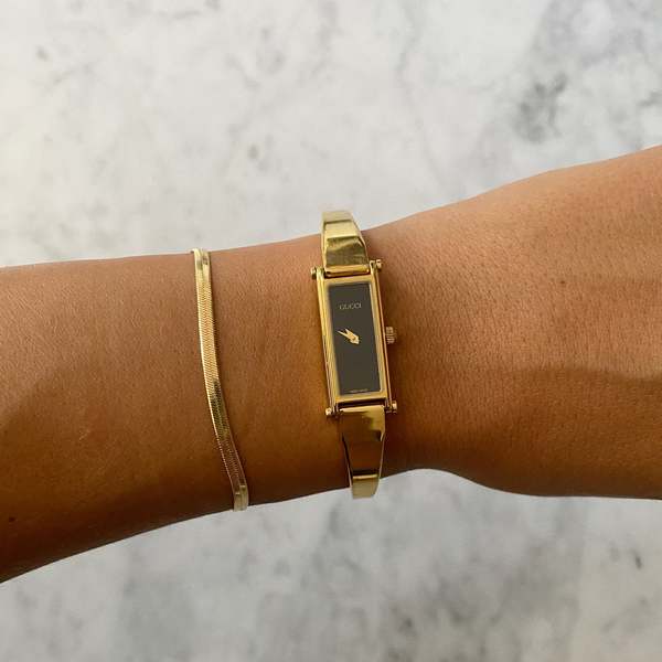 Gold Gucci Rectangular Faced Watch Garmentory