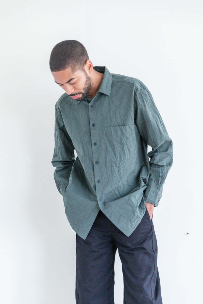 Casey Casey Paper Cotton Big Raccourcie Shirt - Khaki | Garmentory