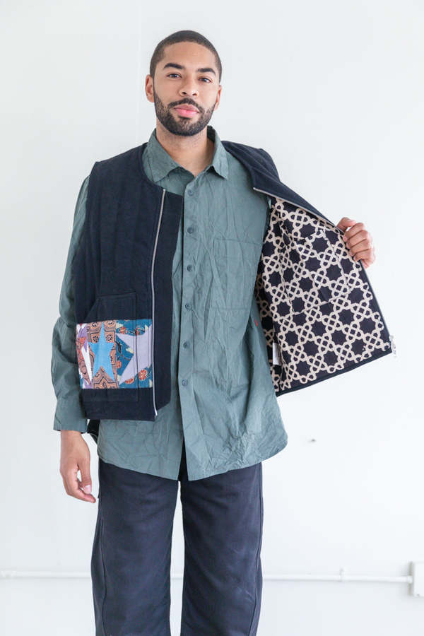 STORY mfg SATURN VEST PATCHWORK - IRON BLACK | Garmentory