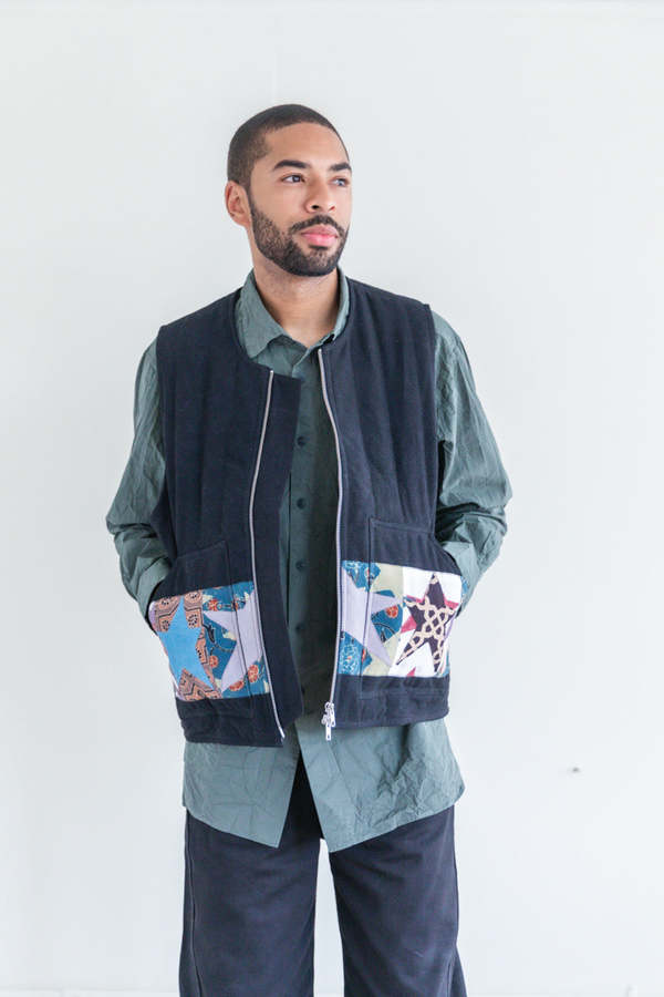STORY mfg SATURN VEST PATCHWORK - IRON BLACK | Garmentory