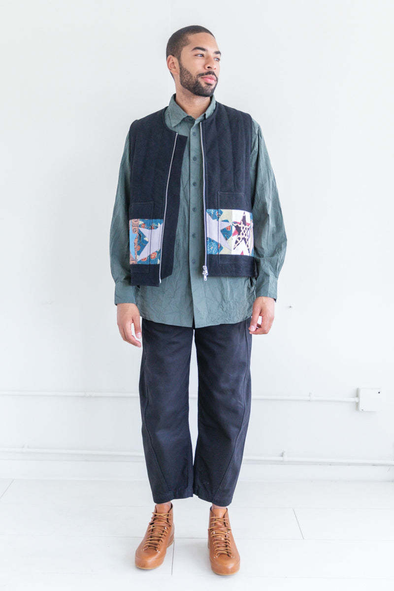 STORY mfg SATURN VEST PATCHWORK - IRON BLACK | Garmentory