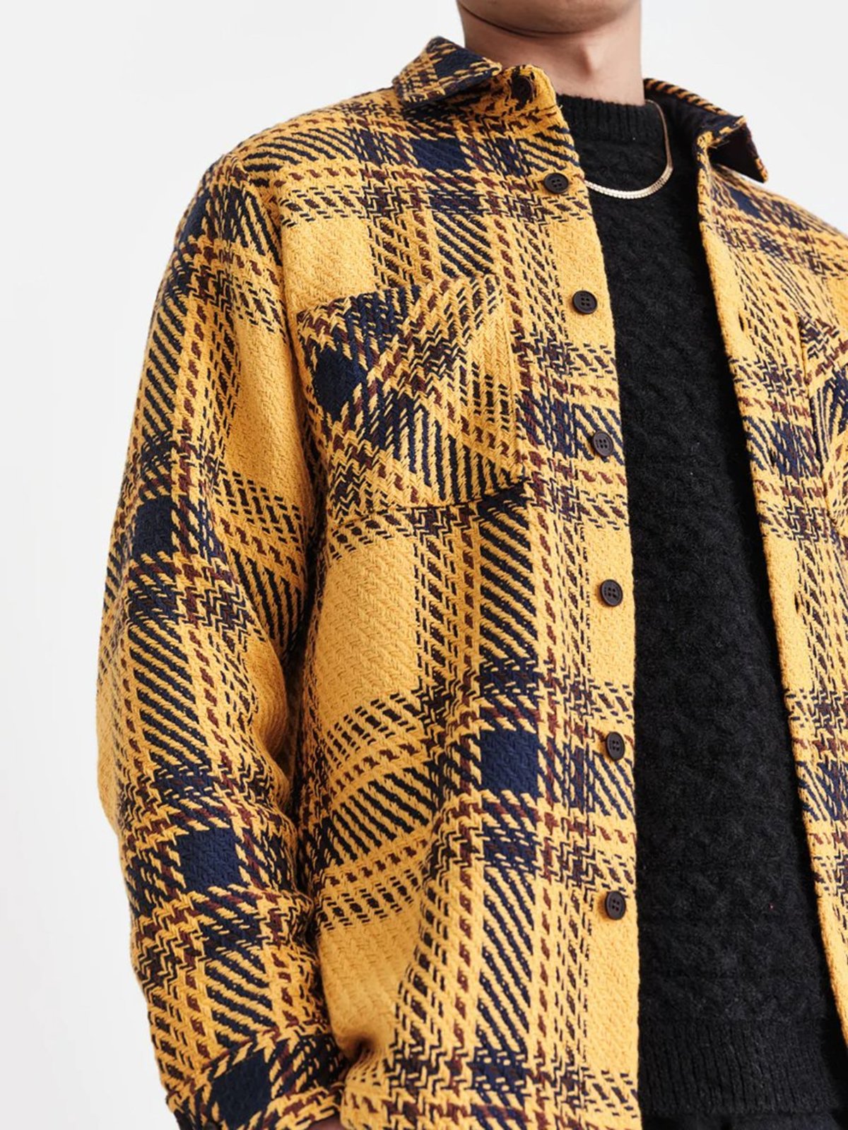 Wax London Whiting Overshirt Dag - Check Yellow - Image 4 of 6