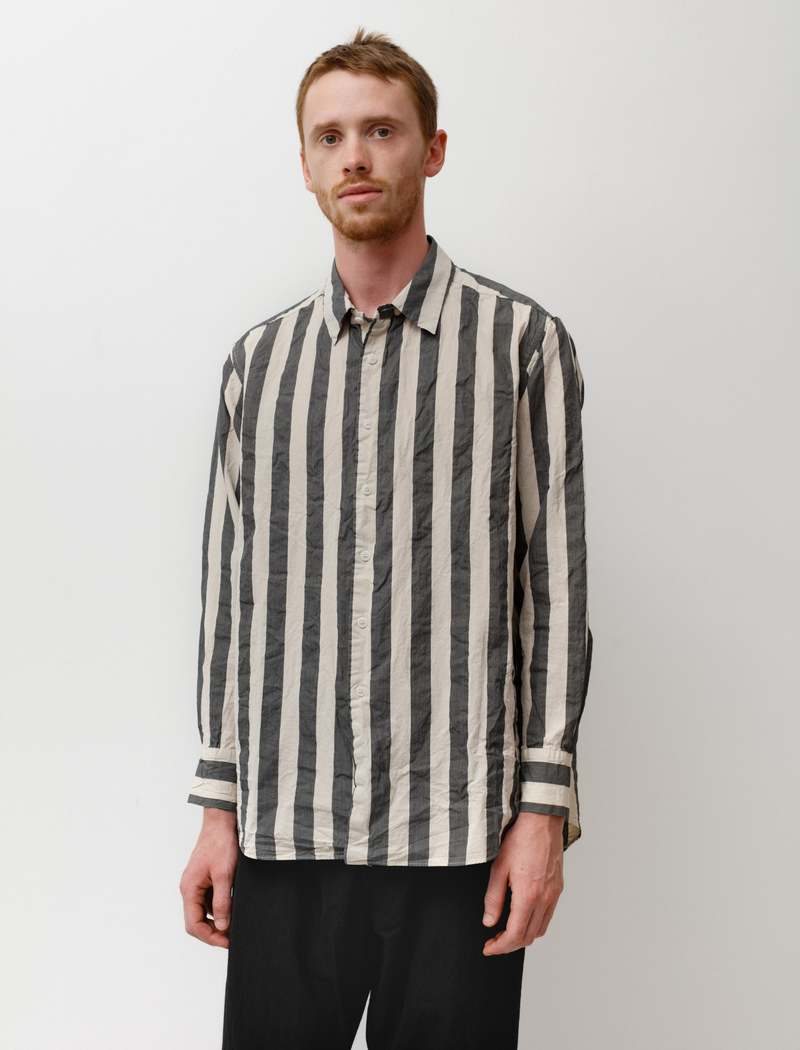 Casey Casey Mens Fabiano Shirt Big Stripe - Black | Garmentory