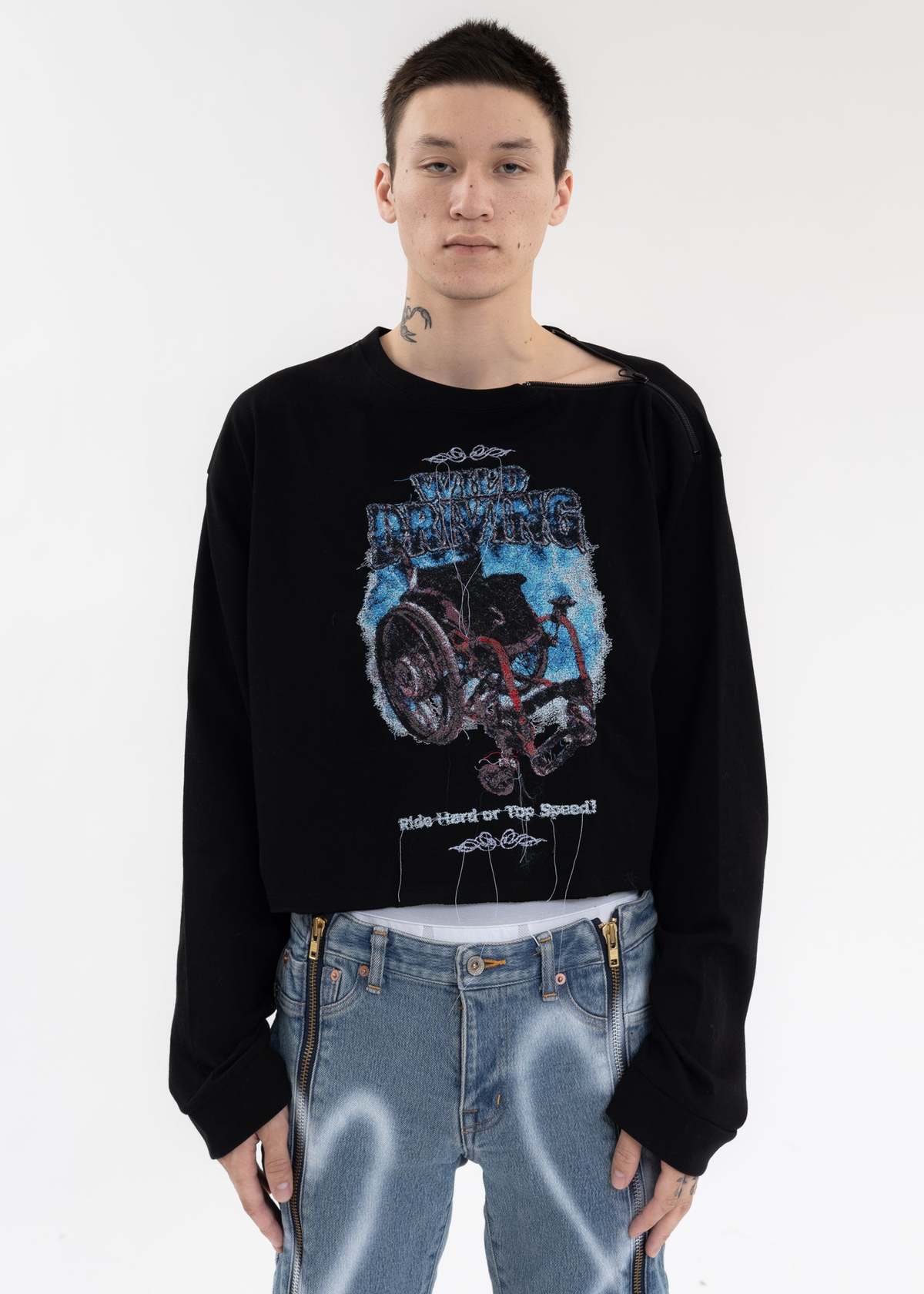 Doublet Off-shoulder Long Sleeve T-shirt - Black | Garmentory