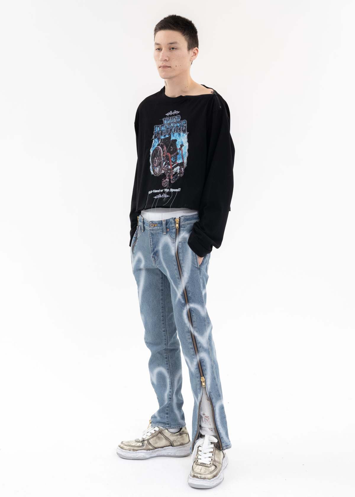 Doublet Off-shoulder Long Sleeve T-shirt - Black | Garmentory