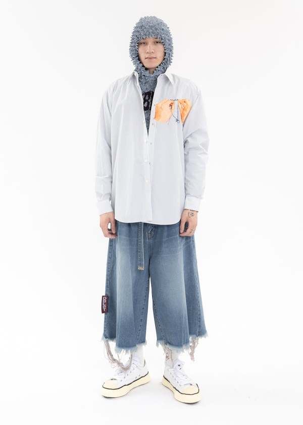 パンツ doublet RECYCLE DENIM CUT-OFF WIDE PANTS Doublet RECYCLE DENIM CUT-OFF WIDE PANTS - Indigo | Garmentory