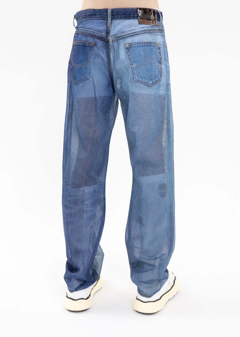 Doublet See-through Photo Print Denim Pants - Indigo | Garmentory 