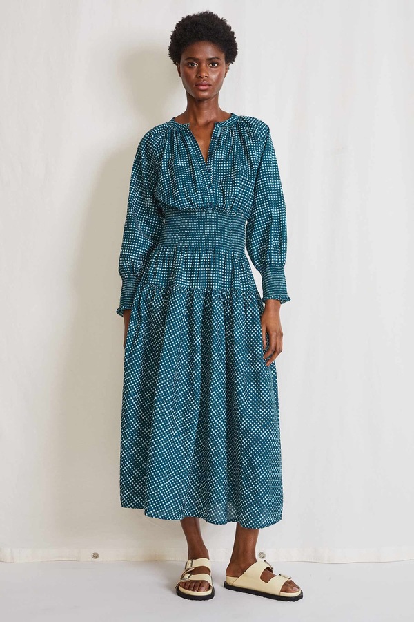 Apiece Apart La Ventura Maxi Dress - Mini Gingham Green | Garmentory