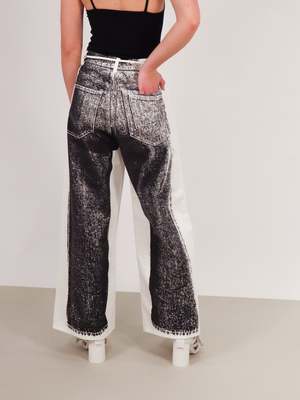 MM6 Maison Margiela Printed Wide Leg Jeans - Black | Garmentory