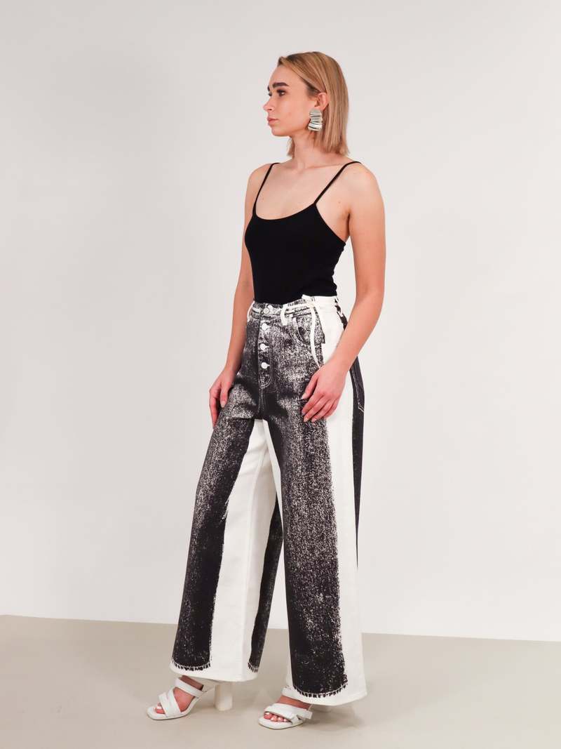 【関税&送料込】Mm6 Maison Margiela Hand-Painted Denim Long MM6 Maison Margiela logo-patch Jeans | Blue | FARFETCH