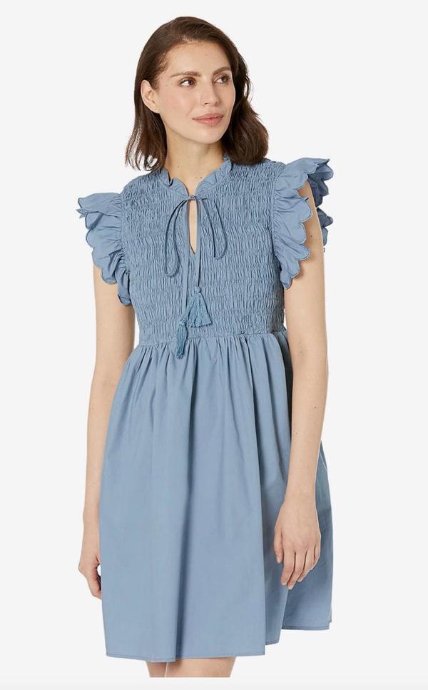 Moon River Smocked Bodice Frock - Dusty Blue | Garmentory Moon River Smocked Bodice Frock - Dusty Blue | Garmentory