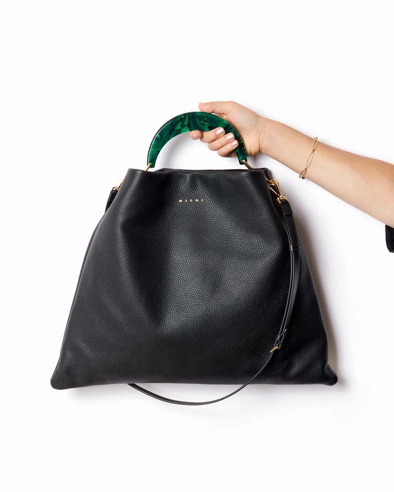 ★MARNI★ Medium Calfskin Venice Hobo Shoulder Bag Gazebo Ma Venice Medium Bag in black leather | Marni