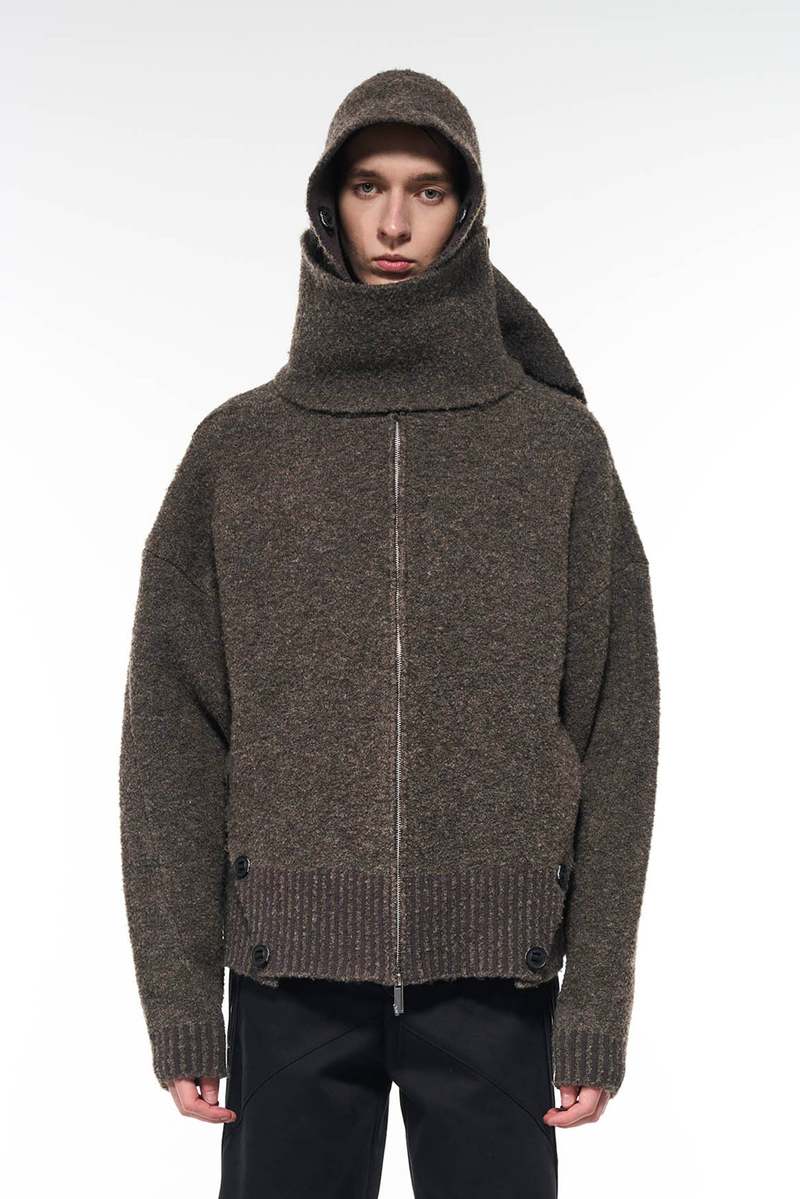 Attempt Zip-Up Cardigan - Brown | Garmentory