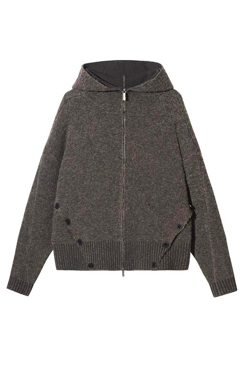 Attempt Zip-Up Cardigan - Brown | Garmentory