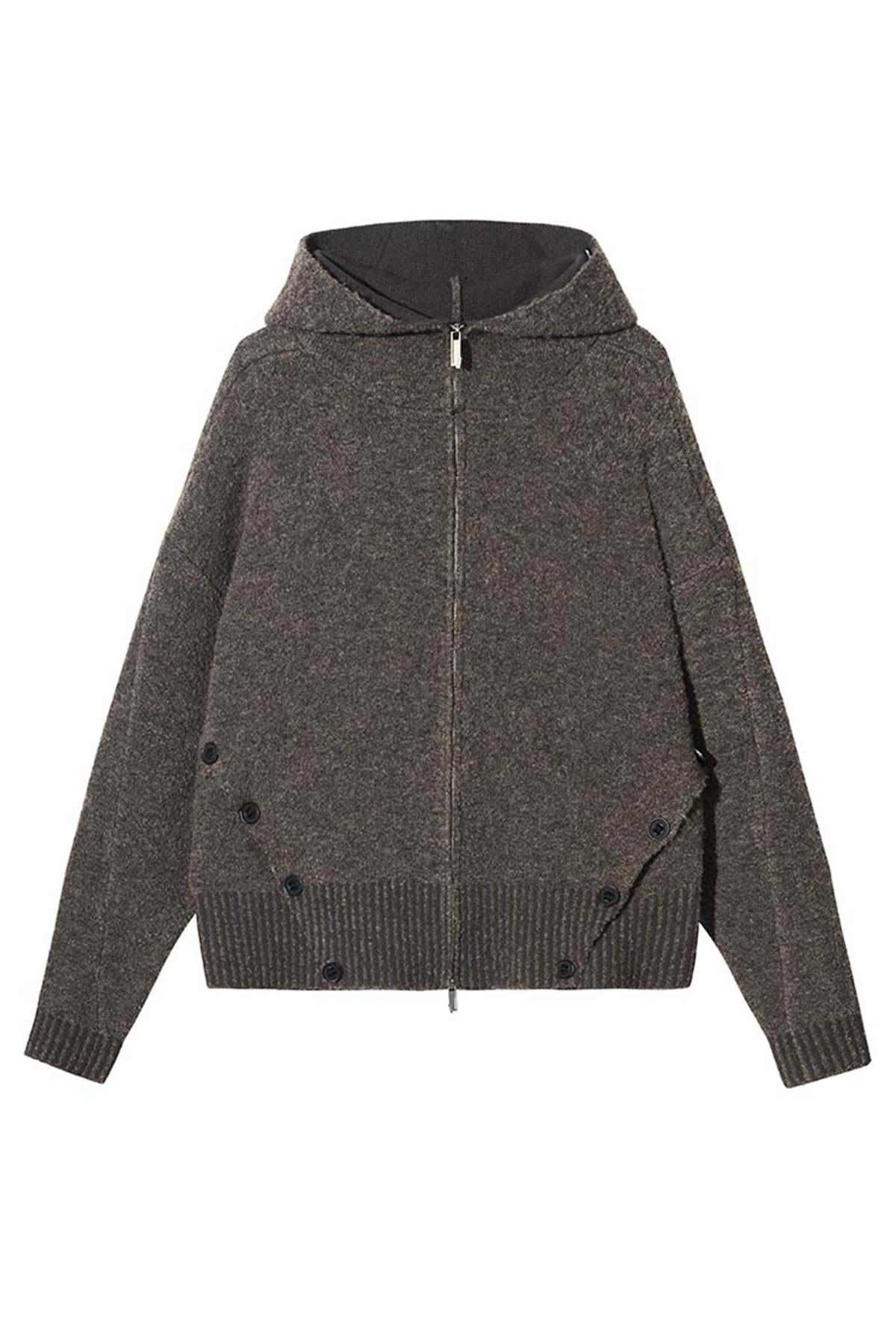 Attempt Zip-Up Cardigan - Brown | Garmentory Attempt Zip-Up Cardigan - Brown | Garmentory