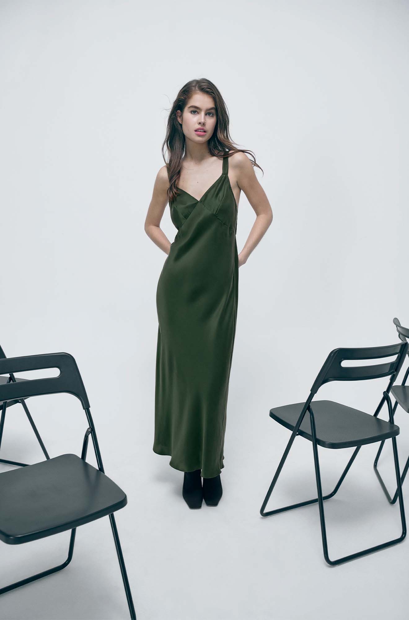 Silk Laundry DECO RUCHED DRESS - CEDAR