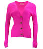 Madison Maison Wool Ribbed Cardigan With Jewel Buttons - Fuchsia - Thumbnail 1