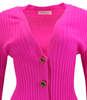 Madison Maison Wool Ribbed Cardigan With Jewel Buttons - Fuchsia - Thumbnail 2