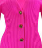 Madison Maison Wool Ribbed Cardigan With Jewel Buttons - Fuchsia - Thumbnail 4