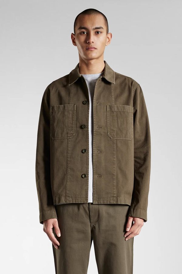 ❁☽★Archi ORGANIC TWILL TAB JACKET Norse Projects Tyge Broken Twill Jacket - Beech Green | Garmentory