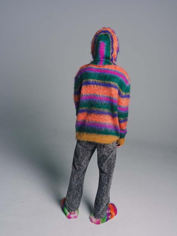 Marni Striped Fuzzy Mohair Hoodie - Multicolor | Garmentory