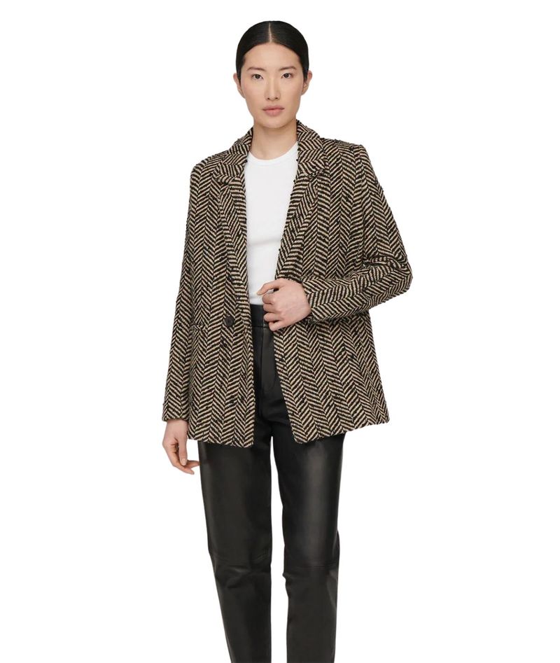Anine Bing Fishbone Blazer - Cream/Black | Garmentory