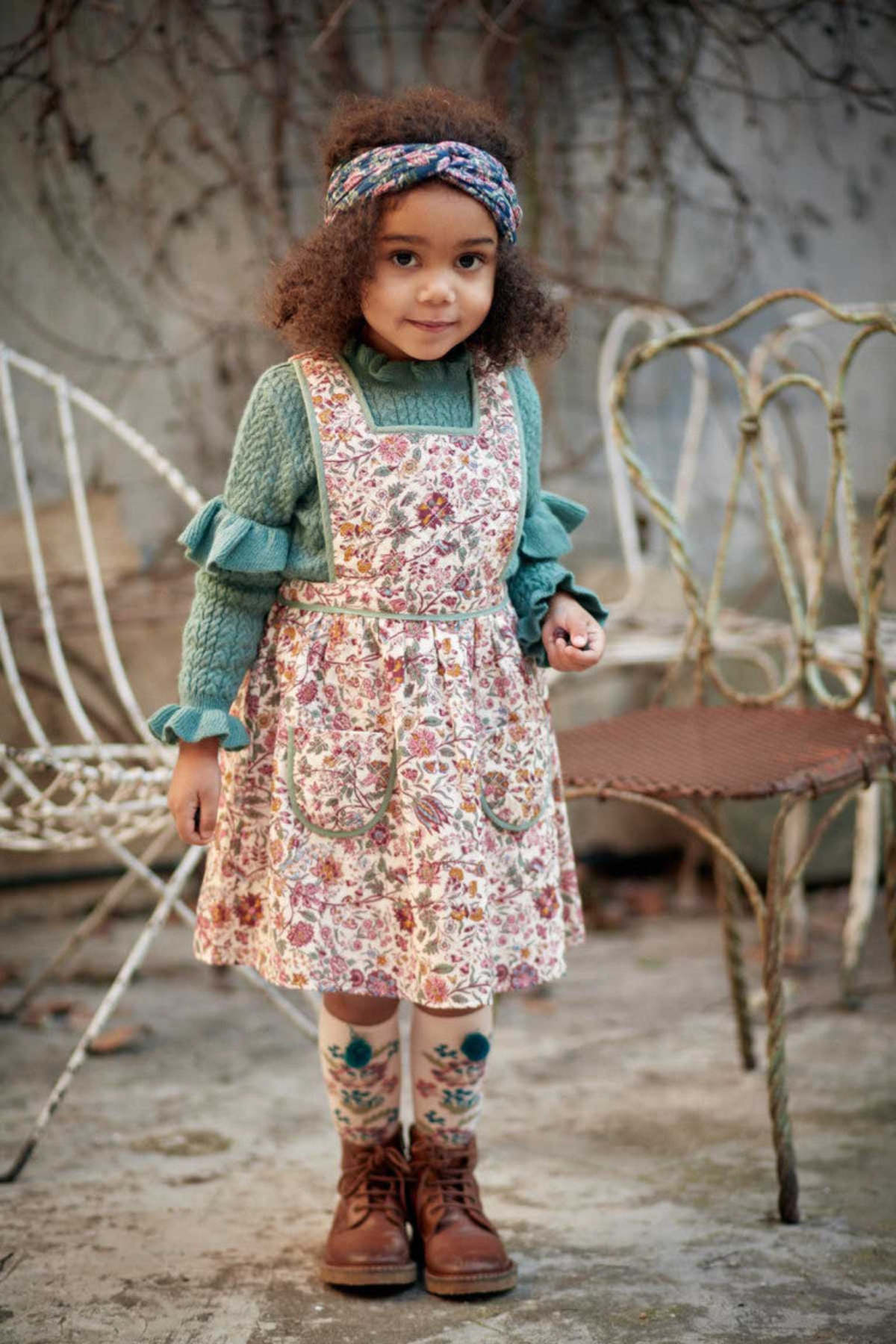 Kids Louise Misha Mira Dress - Organic Cream Savage Garden