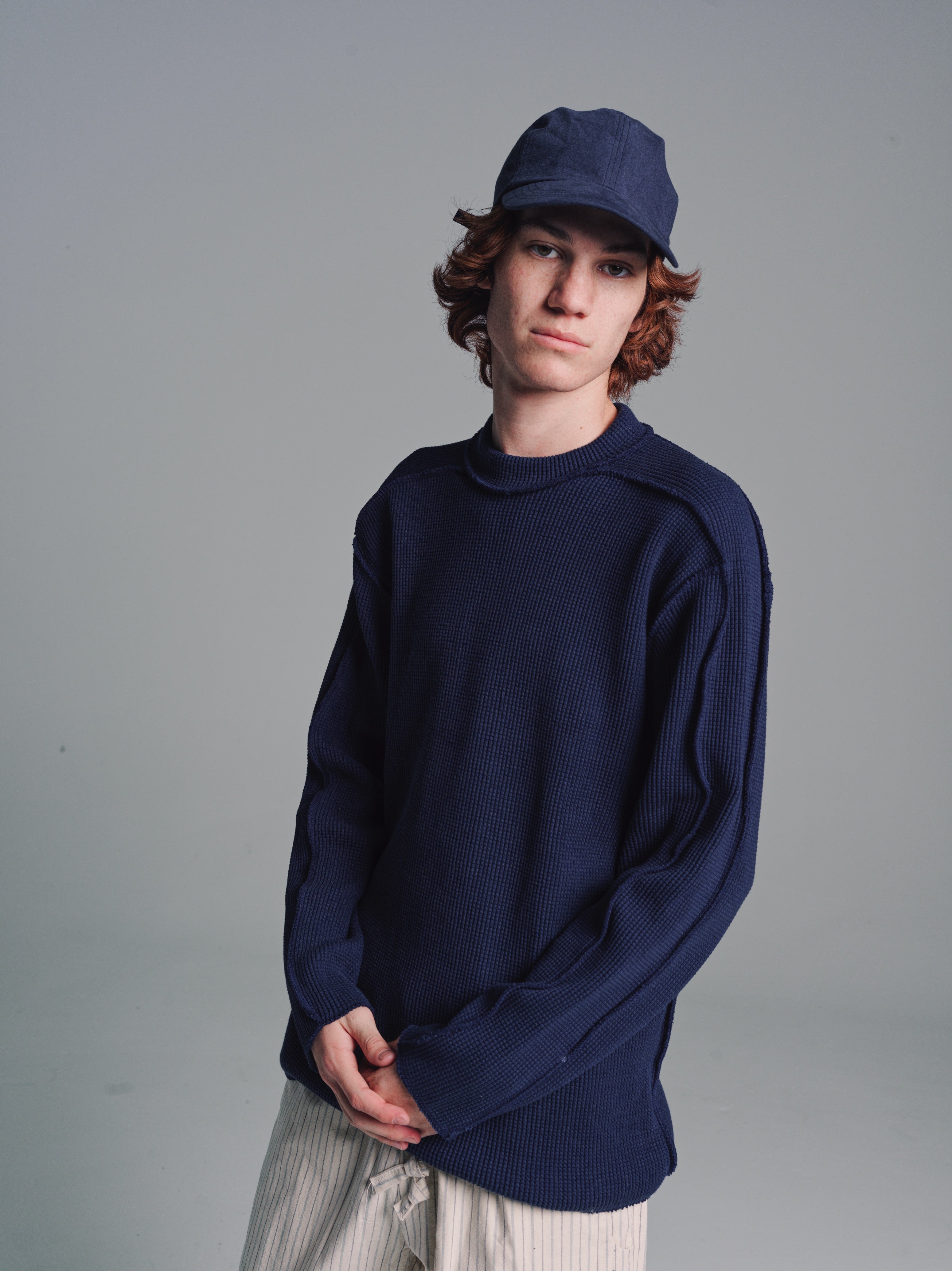 MAN-TLE Waffle R13M1 Pullover - Navy Sea | Garmentory