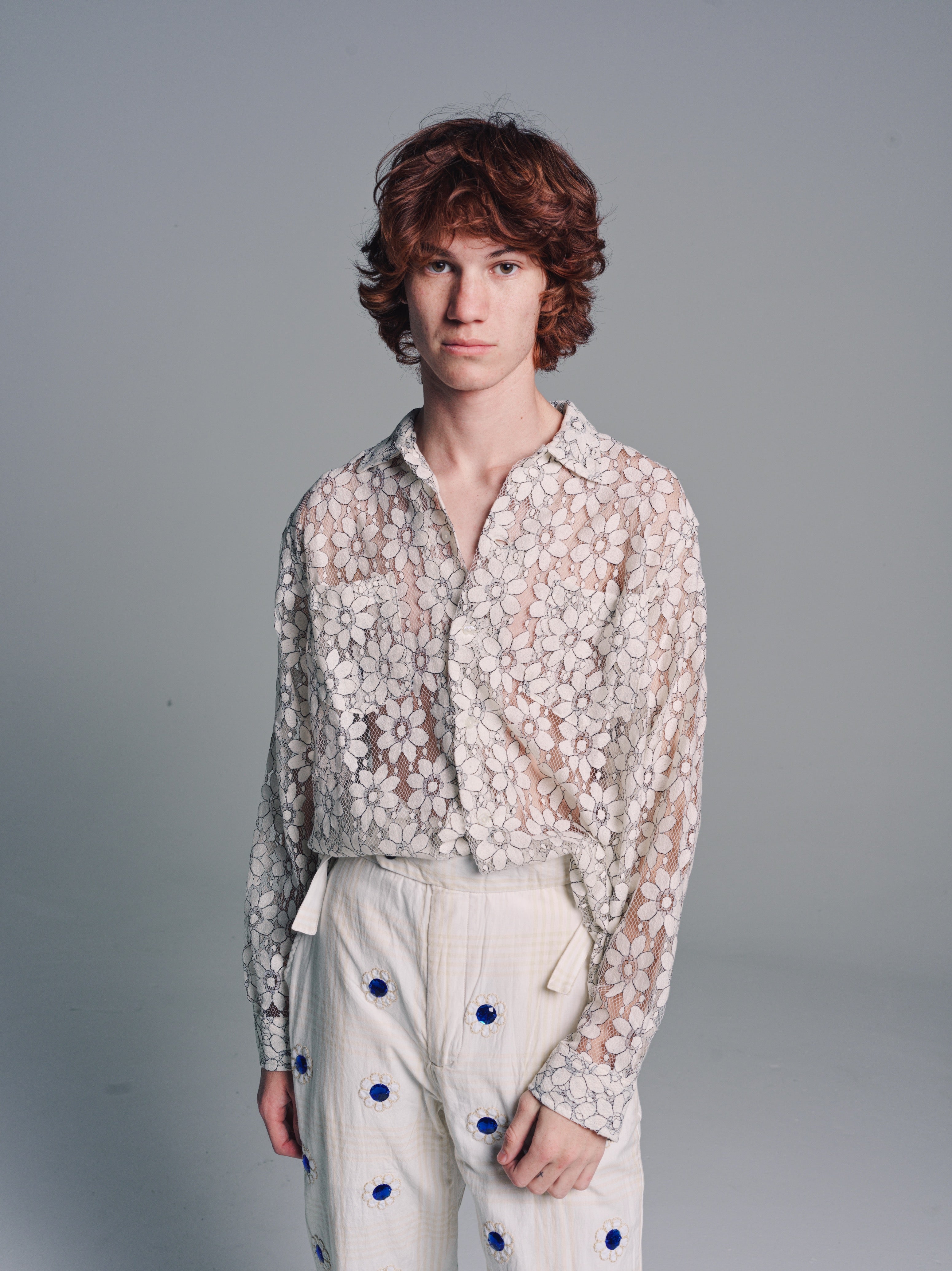 BODE Daisy Lace Long Sleeve Shirt - White | Garmentory