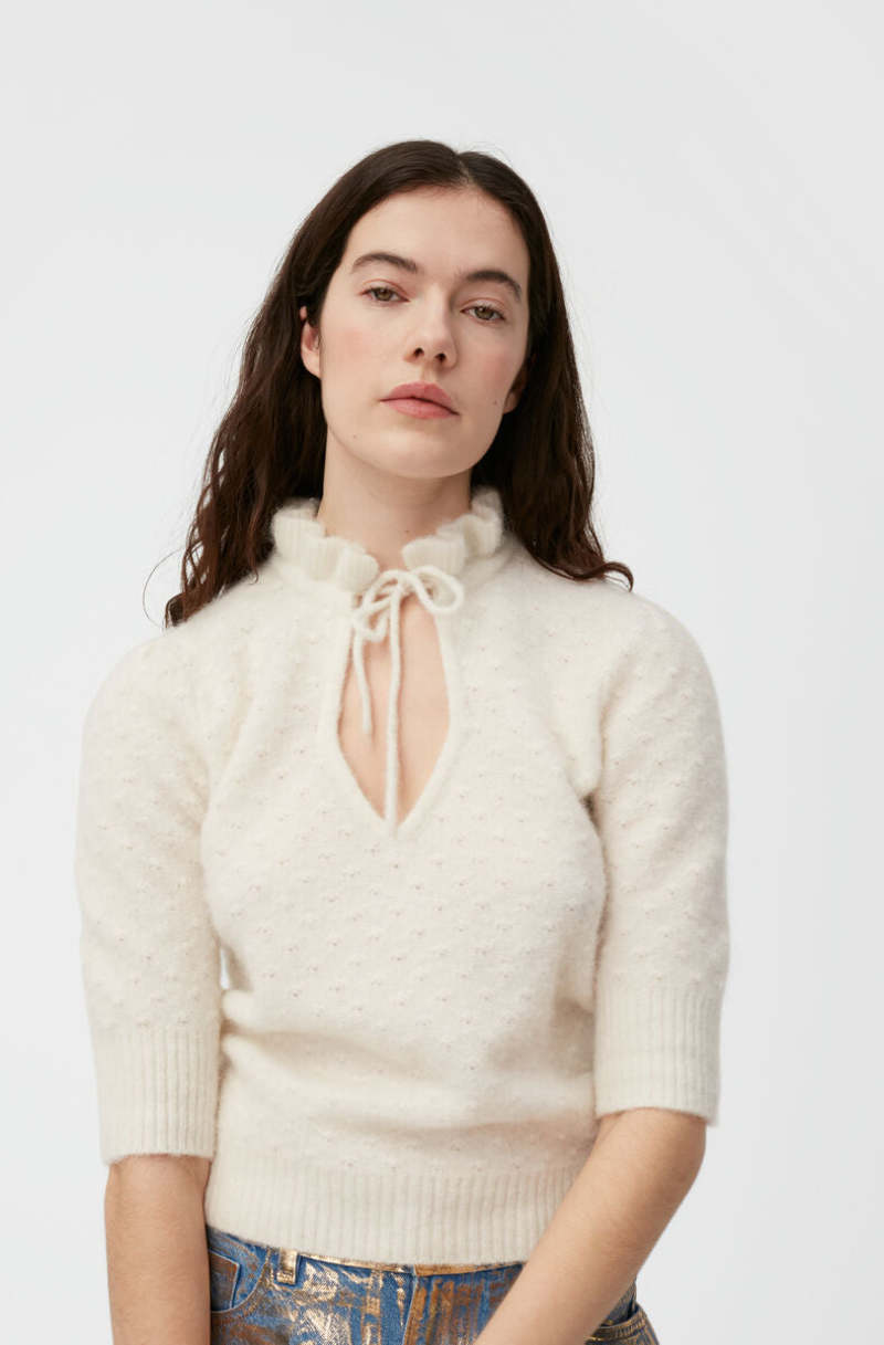 Leopard Leopard Cotton Poplin Peplum Tie Blouse | GANNI US