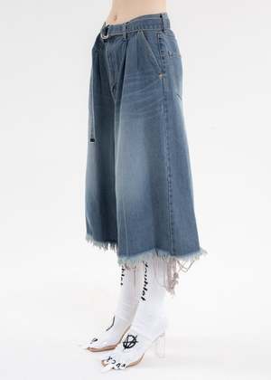 Doublet RECYCLE DENIM CUT-OFF WIDE PANTS - Indigo | Garmentory