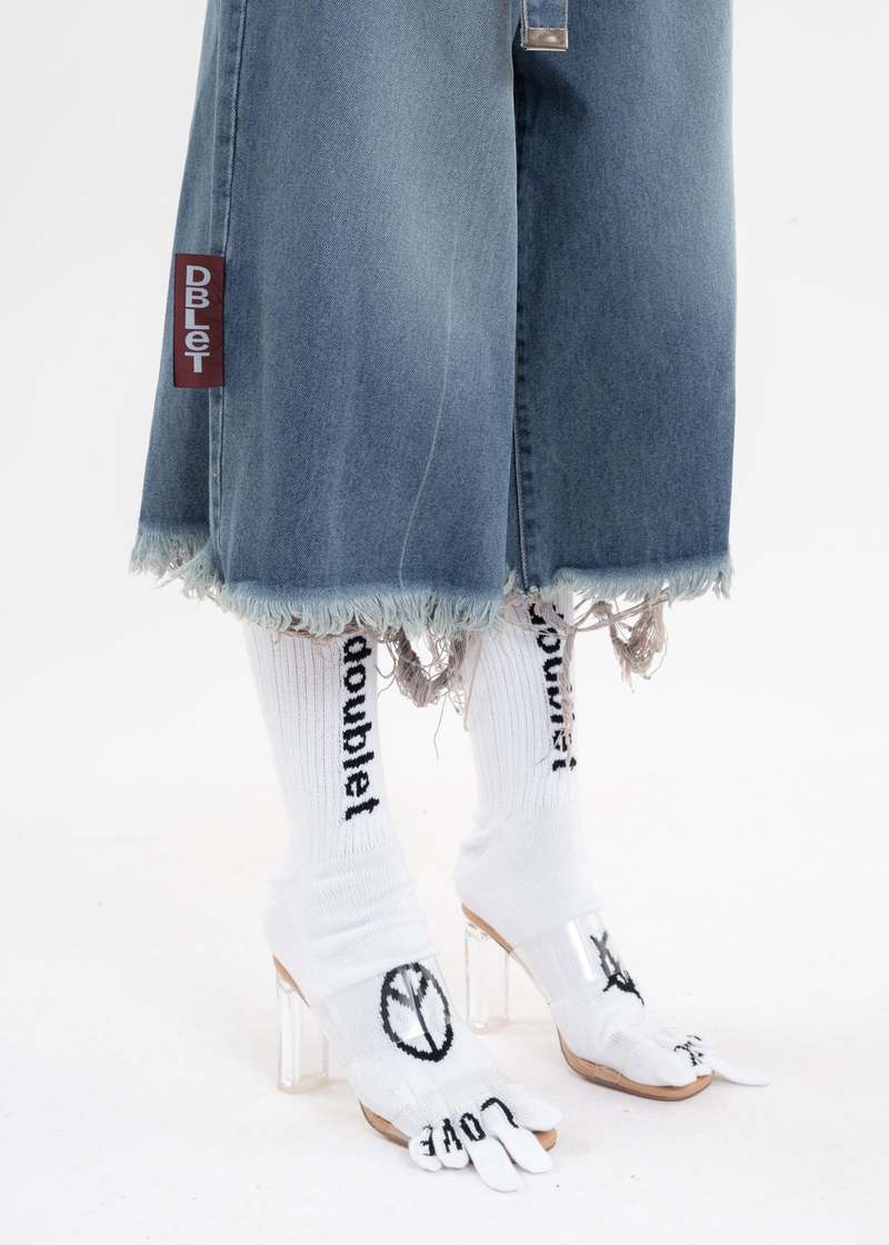 Doublet RECYCLE DENIM CUT-OFF WIDE PANTS - Indigo | Garmentory