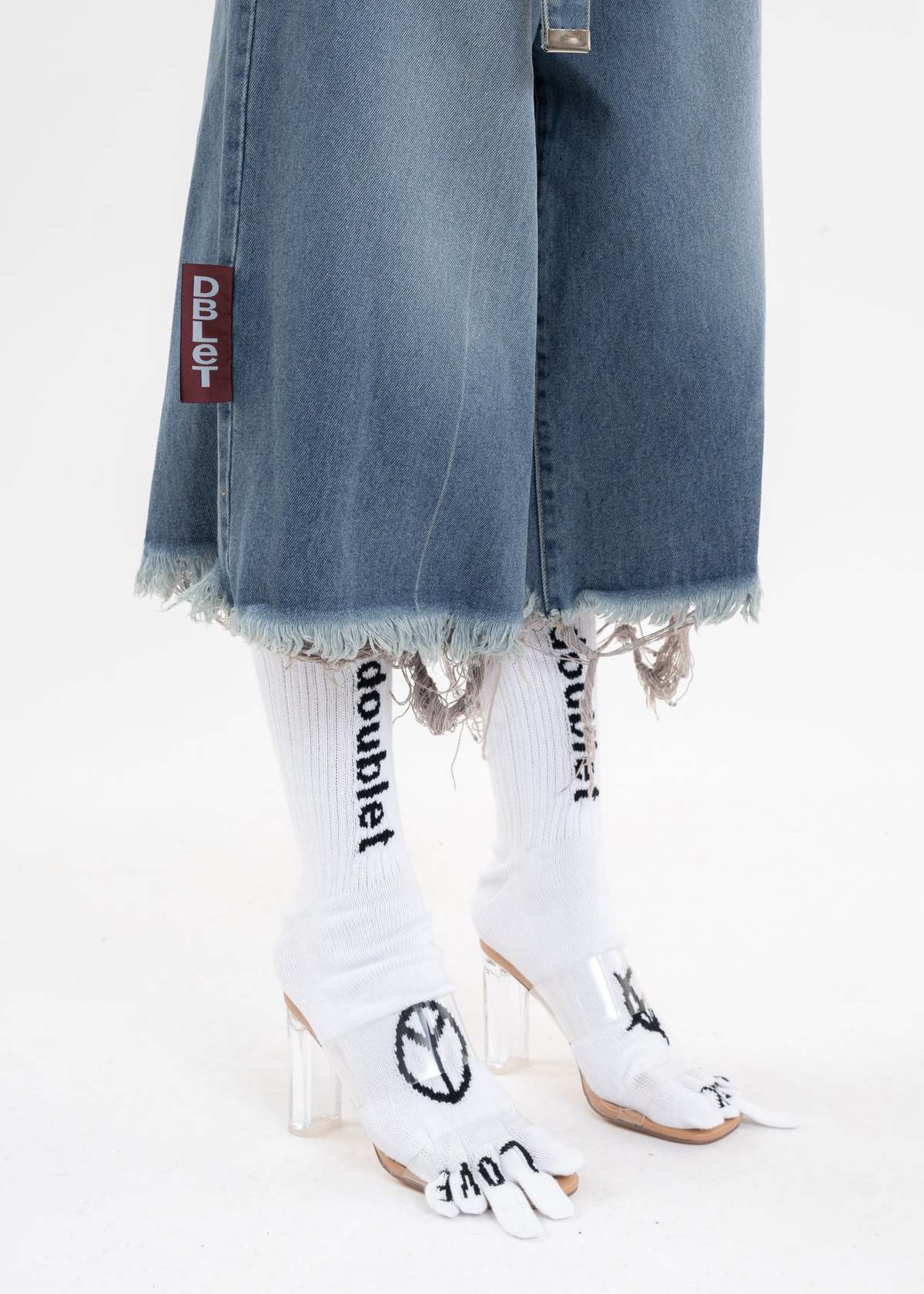 Doublet RECYCLE DENIM CUT-OFF WIDE PANTS - Indigo | Garmentory