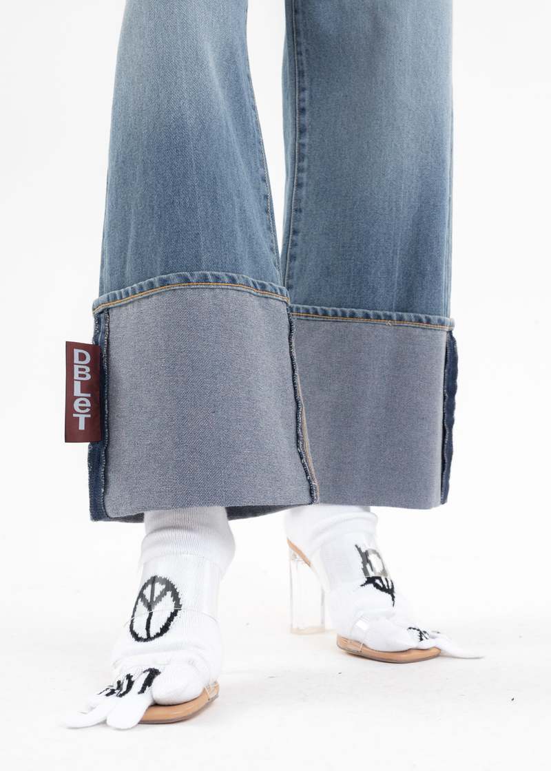 Doublet RECYCLE DENIM LOW-RISE DENIM PANTS - Indigo | Garmentory 