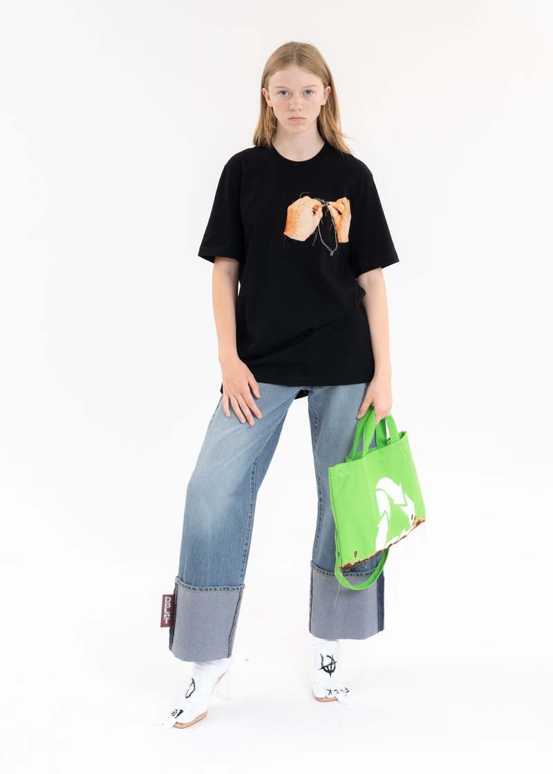 Doublet RECYCLE DENIM LOW-RISE DENIM PANTS - Indigo | Garmentory 