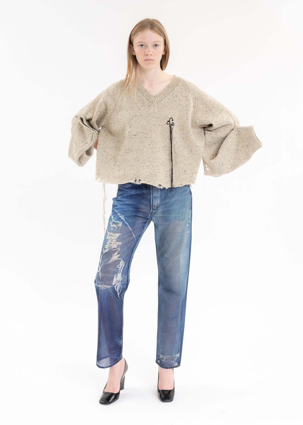 トップス doublet MAGNET ATTACHED KNIT PULLOVER Doublet MAGNET ATTACHED KNIT PULLOVER - Ivory | Garmentory