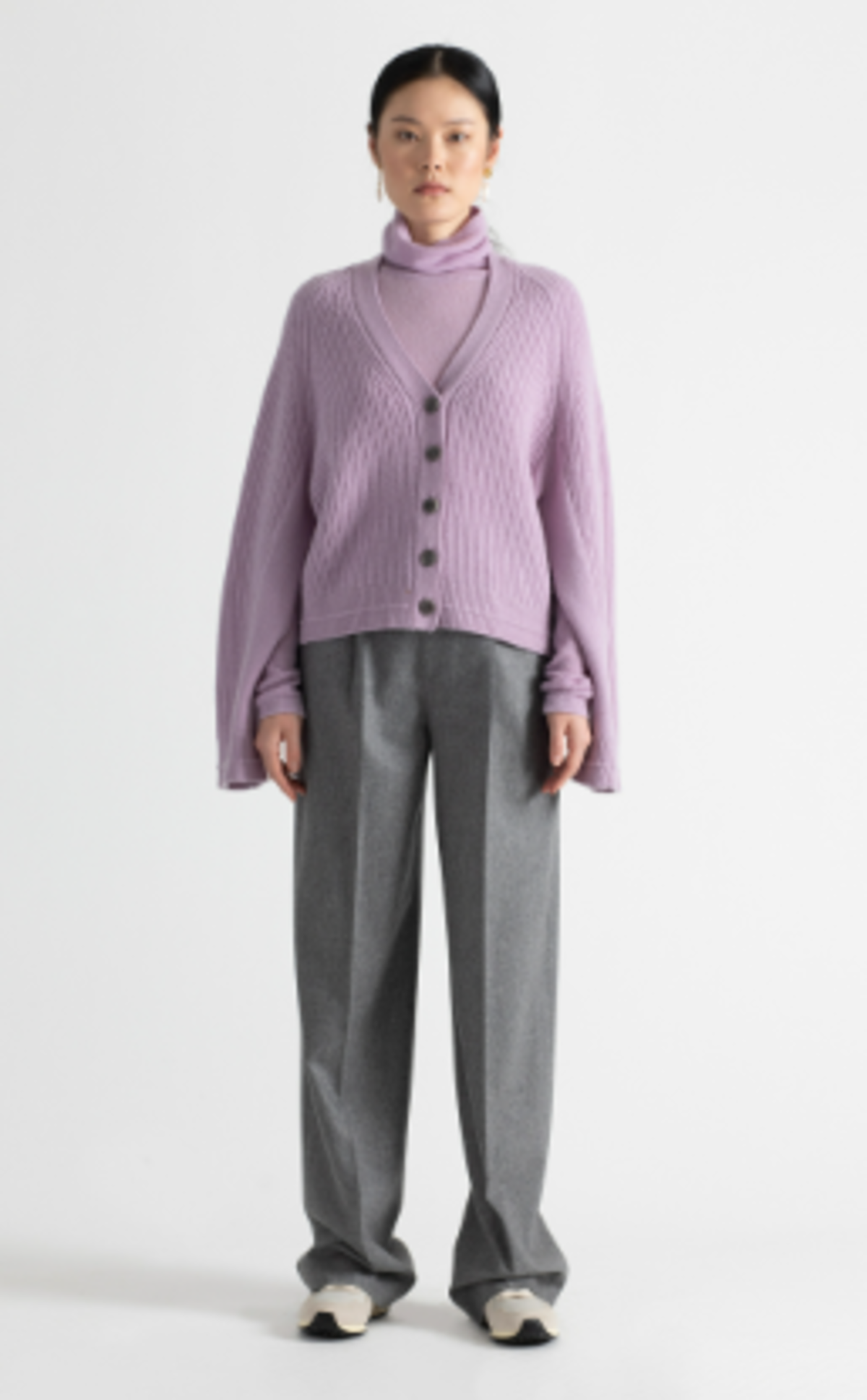 MARIA McMANUS Split Sleeve Cocoon Cardi - Lilac | Garmentory display picture 1