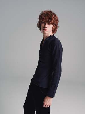 Gabriela Coll Garments No. 180 Nylon Knitted Zipper Polo - Black