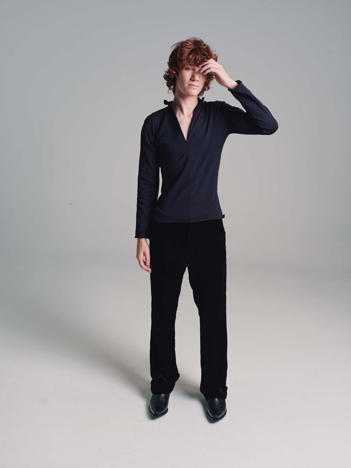 Gabriela Coll Garments No. 180 Nylon Knitted Zipper Polo - Black