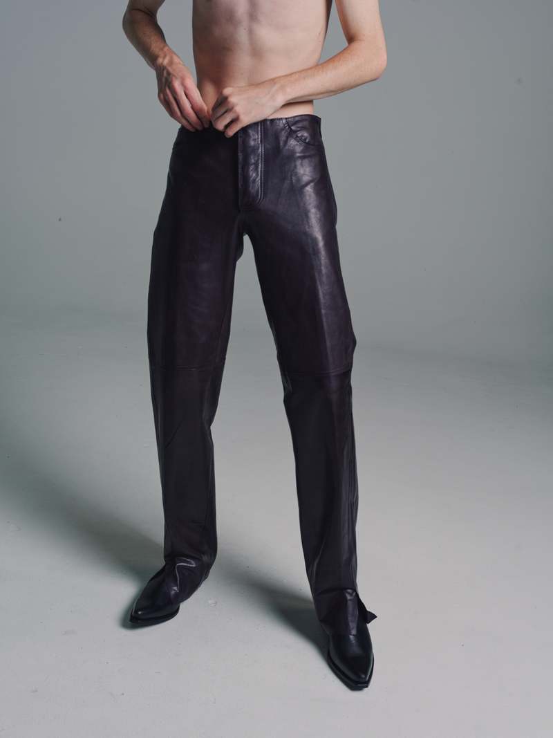 Gabriela Coll Garments No. 214 Lambskin Leather Slit Trousers